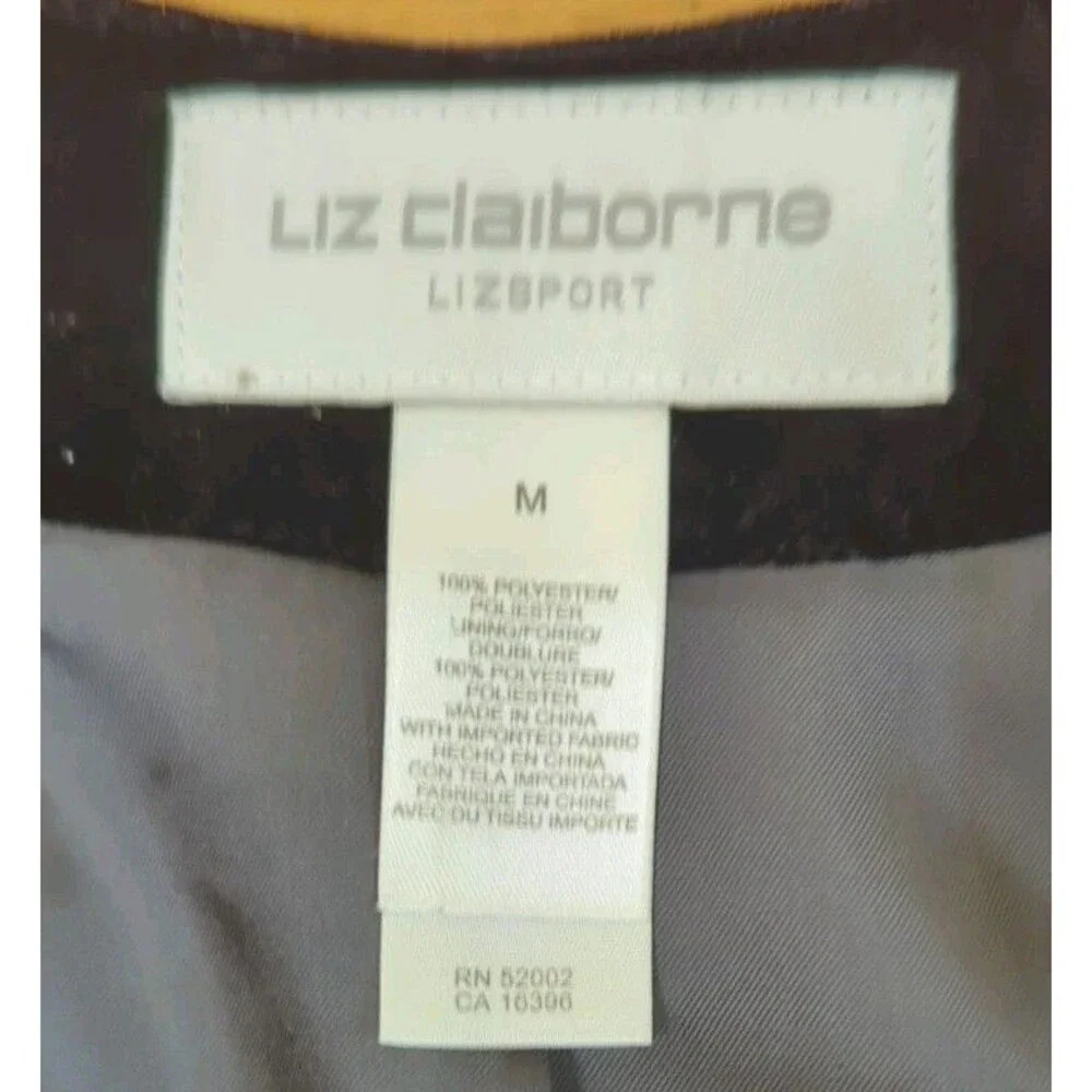 New Liz Claiborne Lizsport Women's Single Breasted Lined Black Sz. M NWT